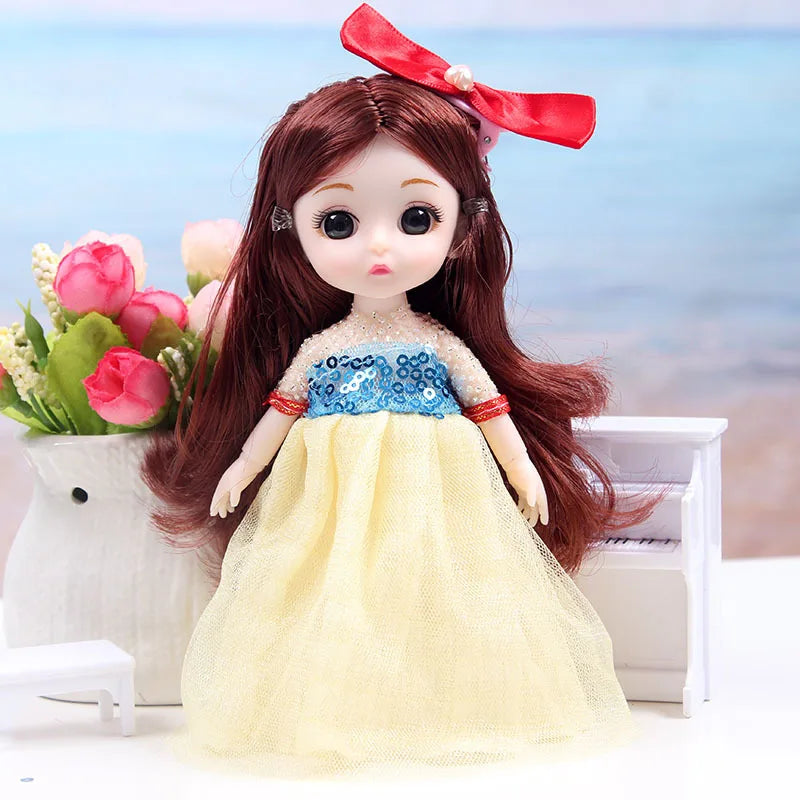 17CM Movable Joint Doll Girl Dress Up Dollhouse Makeup DIY Toys Cute Safety Baby 3D Doll Babies Toddler Princess Beautiful Gift