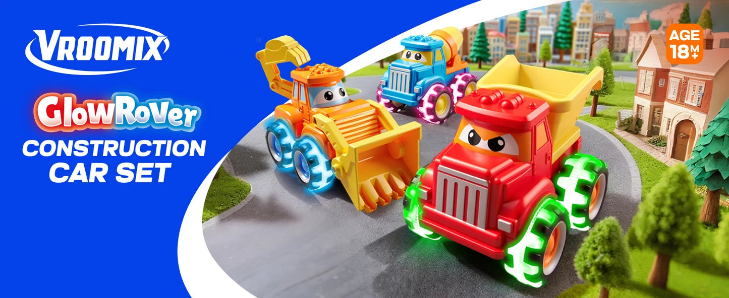 Joyfy GlowRover 3 Pack Monster Truck Toys City Construction Cars