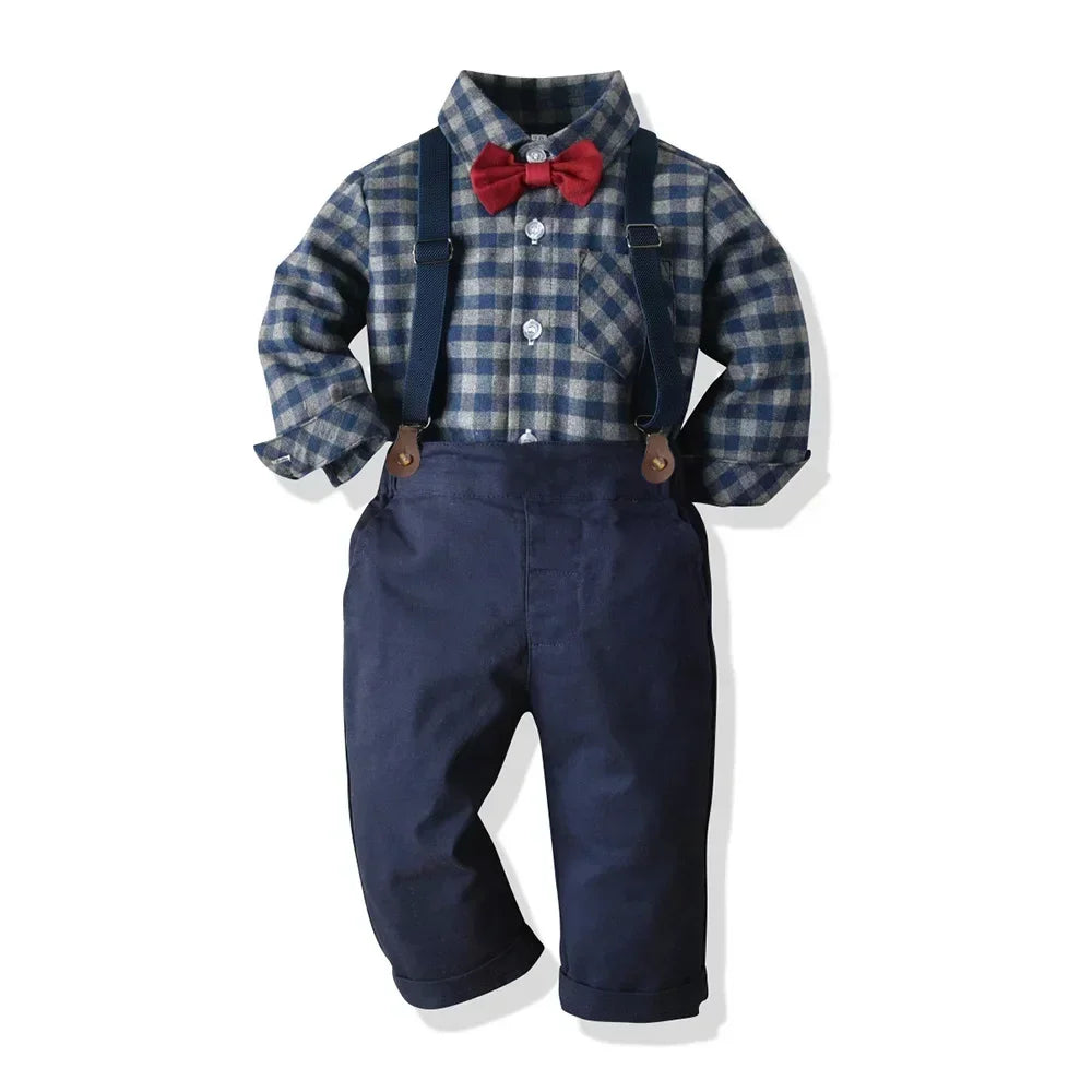 Plaid Pants Set for Boys 0 to 3Y with Bow Tie