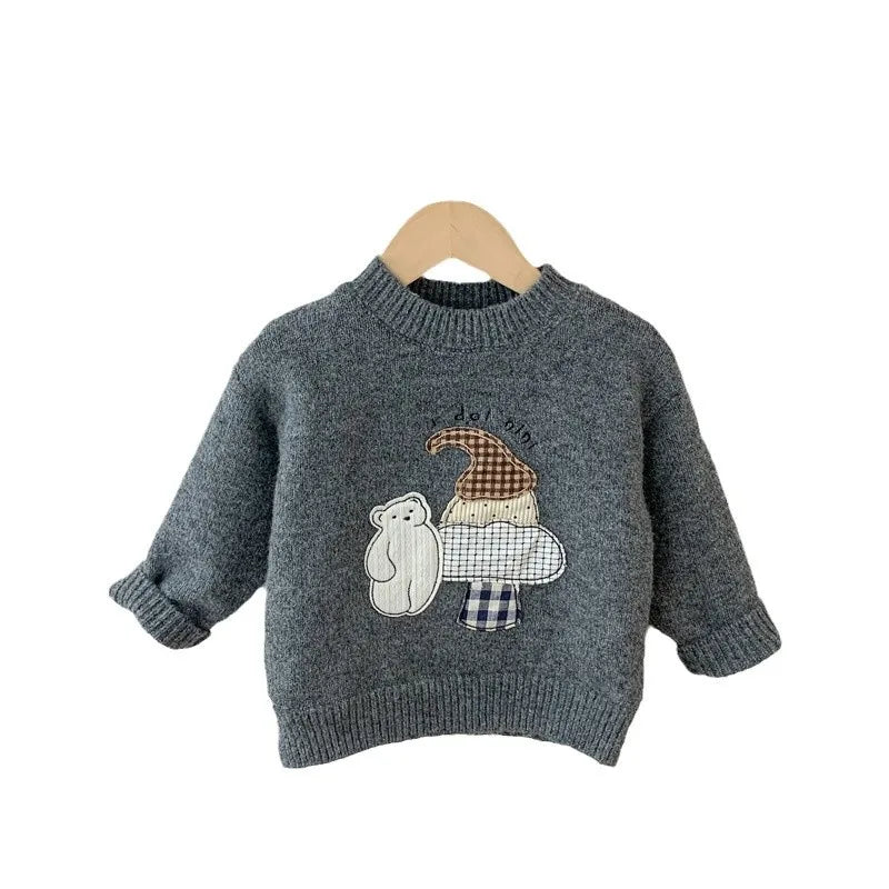 Josias Plus Velvet Knitted Cartoon Bear Sweater