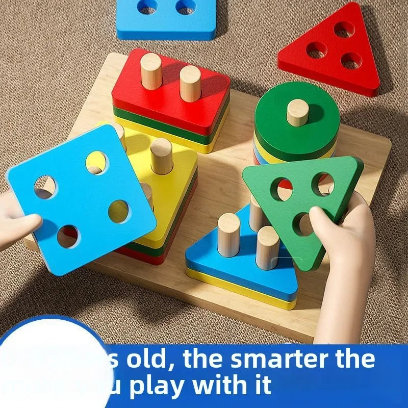 Montessori Wooden Sorting Stacking Toys for Toddlers