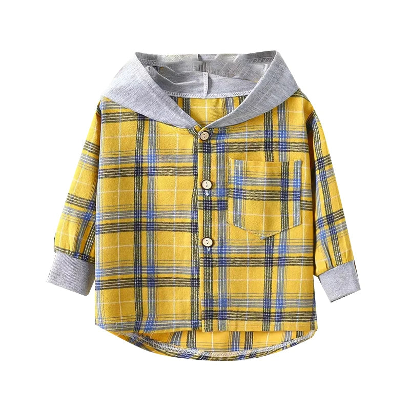 Jhon Casual Plaid Long-sleeved Hat Shirt