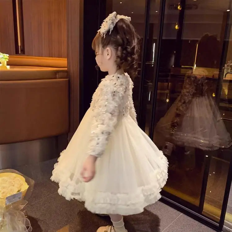 Girls Dress Autumn and Winter New 2023 Cashmere Foreign Style Princess Dress