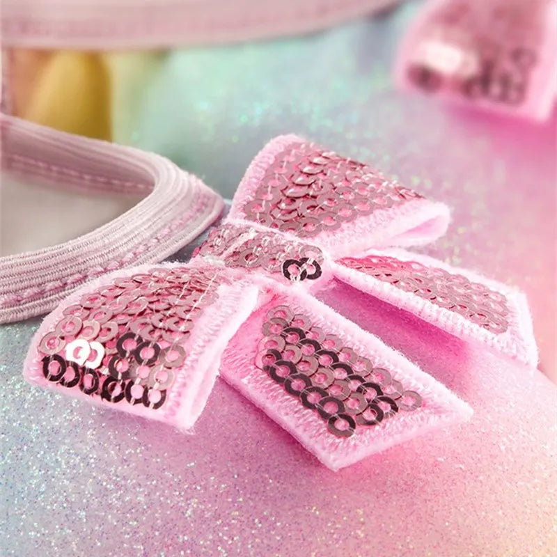 Girl Ballet Shoes Glitter Split-Sole Dance Slippers Toddler Kids Practice Shoes Flats Soft Lightweight  Elastic Laces Colorful