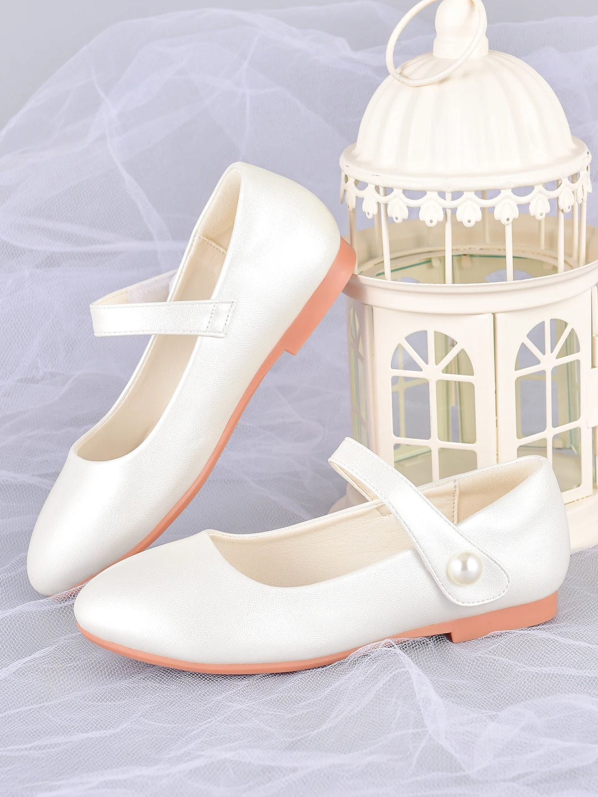 Girl's white princess shoes, suitable for children's performance dress with formal dress shoes