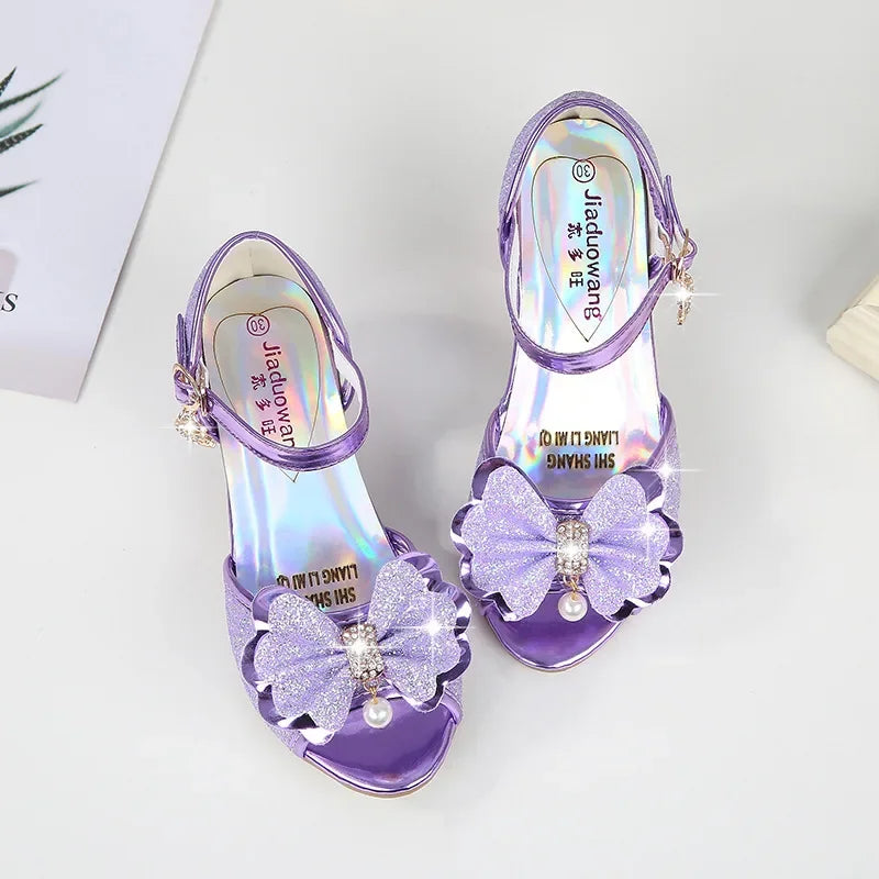 Girls Princess Shoes Summer Children High Heels Open-toe Party Wedding Toddlers Sandals
