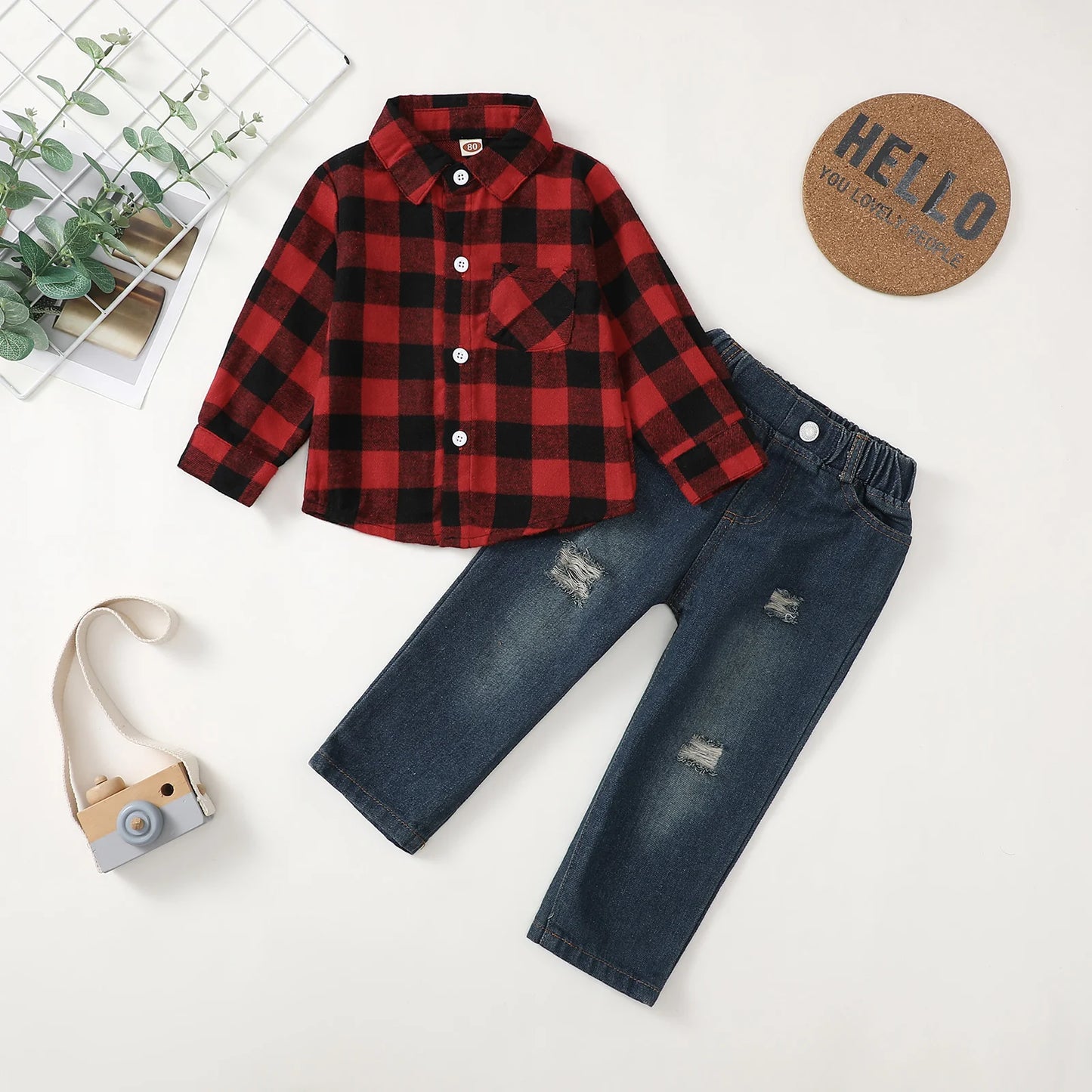 Toddler Winter Outfits Denim Jeans Set for Ages
