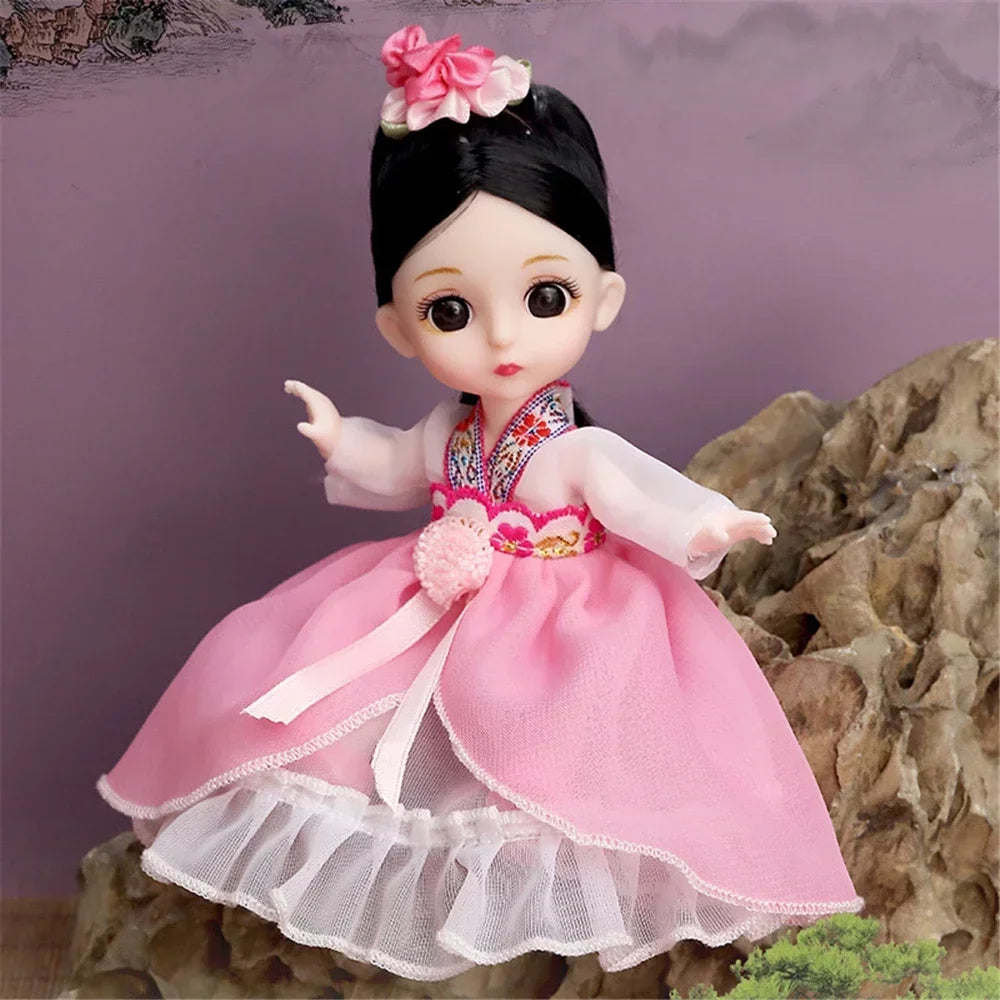 16cm 1/12 Girl Princess Doll BJD Doll with Clothes Shoes Movable 13 Joints Cute Sweet Face Child Gift DIY Dress Up Toys for Kids