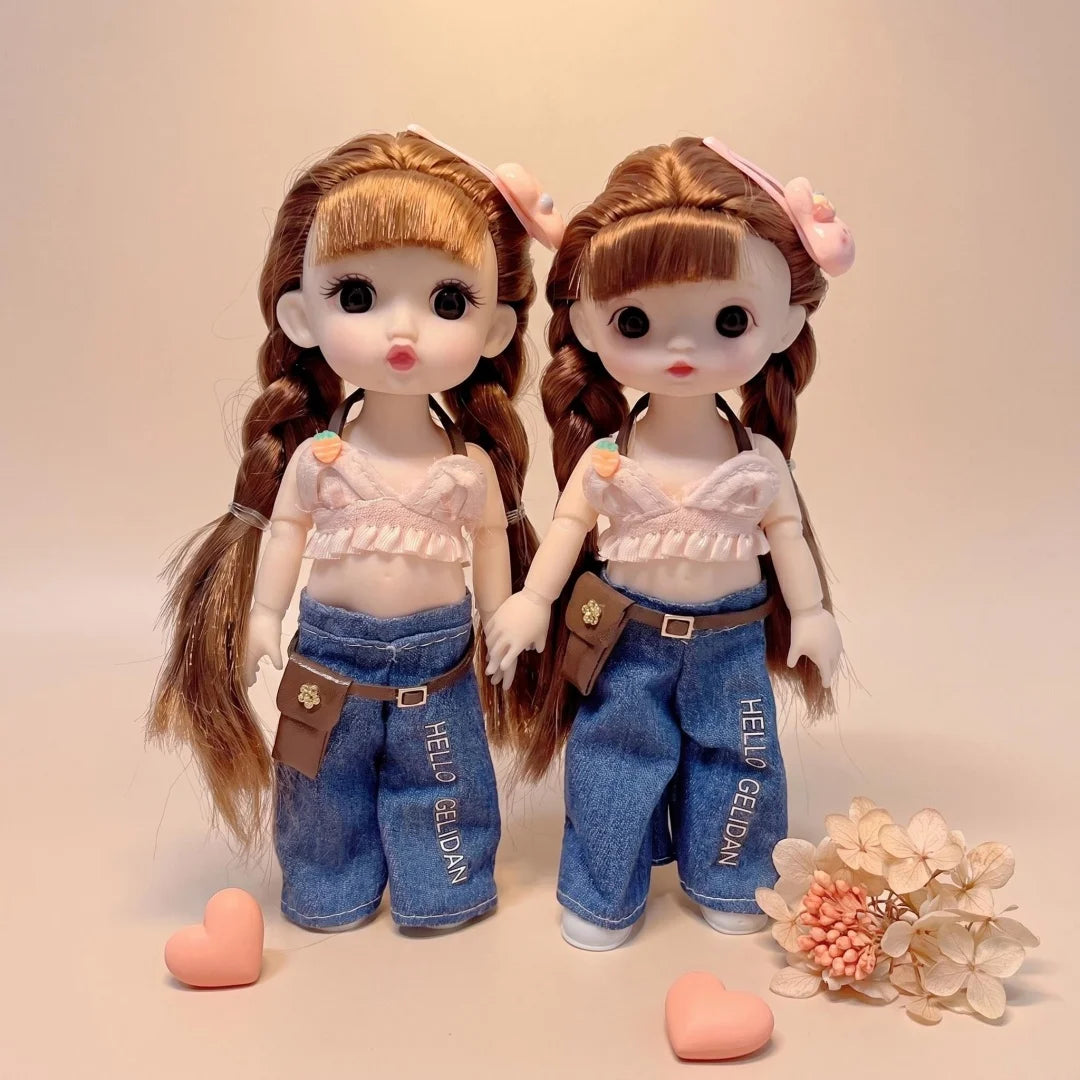 1/12 15-17cm BJD Dolls Cute Princess Dress Up Doll 13 Movable Joint 3D Eyes Toy Kids Doll Toys for Girls Birthday Xmas Gifts