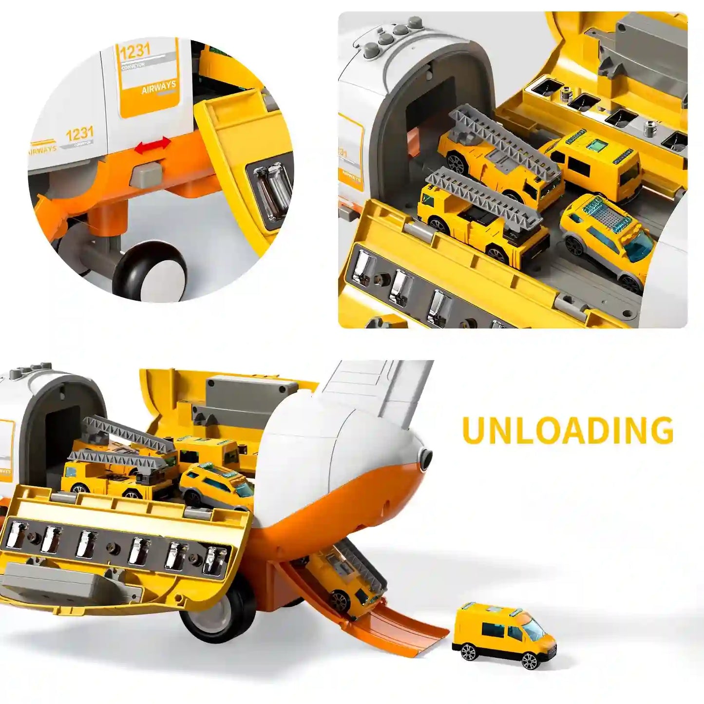 Kids Airplane Toy Set With Fire Trucks For Ages 4-8