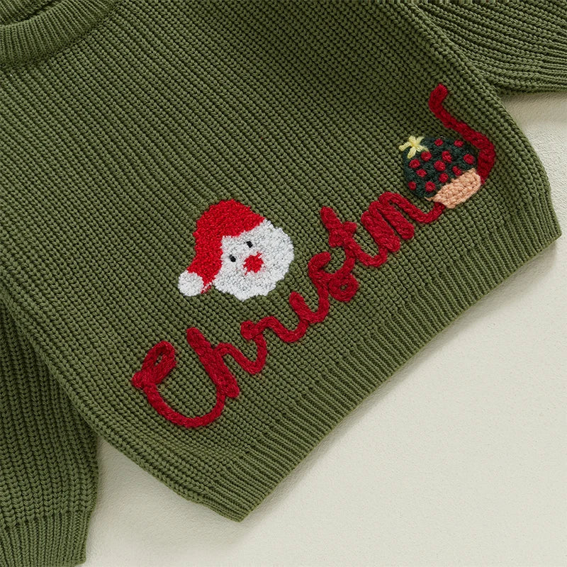 Ramiro Letter Santa Embroidery Knit Sweater - GuGuTon baby store - Baby Fashion - Toddlers Outfits - Babies Outfits - Toddler Clothes - Kids Clothing - Newborn Clothes - Newborn Wear - Kids Wear - Trending Clothes - Trending Outfits - Fall Fashion - Winter Fashion - Girls Clothes - Boys Clothes - Babies Wear - Kids Accessories - KidsWear - Summer Clothes - Summer Fashion - Summer Trend - Falls Sweaters - Tops - Bottom - Jeans - Blouse - Dresses - Newborn Dresses - Toys