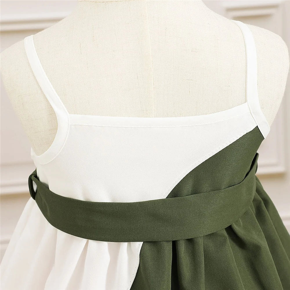 Mary Baby Girl Summer Daily Strap Color Matching Dress