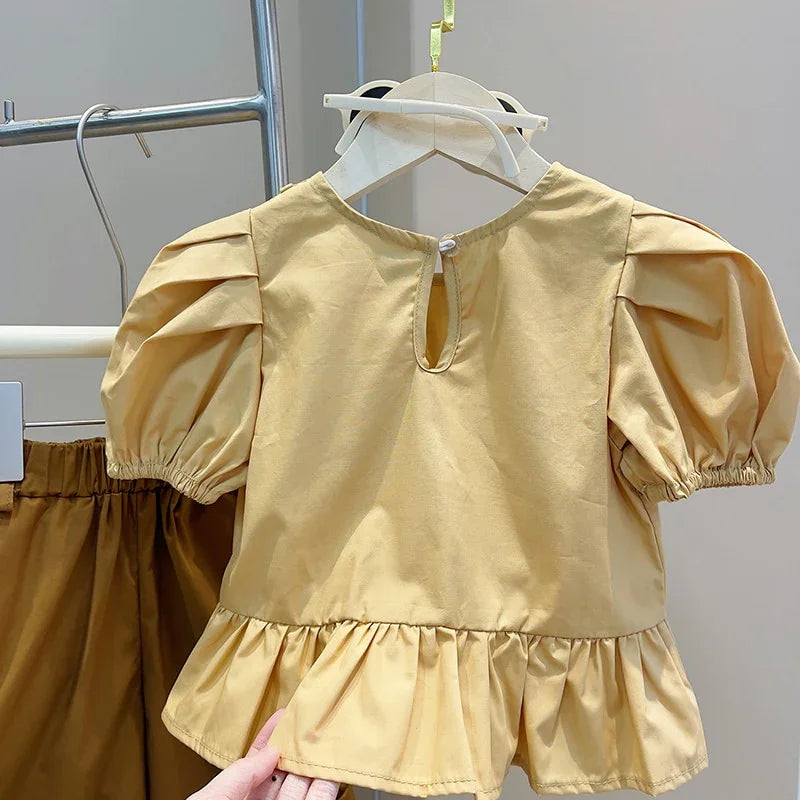 Angelica Girls Clothing Summer Short Sleeve Children Two Piece Set - GuGuTon baby store - Baby Fashion - Toddlers Outfits - Babies Outfits - Toddler Clothes - Kids Clothing - Newborn Clothes - Newborn Wear - Kids Wear - Trending Clothes - Trending Outfits - Fall Fashion - Winter Fashion - Girls Clothes - Boys Clothes - Babies Wear - Kids Accessories - KidsWear - Summer Clothes - Summer Fashion - Summer Trend - Falls Sweaters - Tops - Bottom - Jeans - Blouse - Dresses - Newborn Dresses - Toys