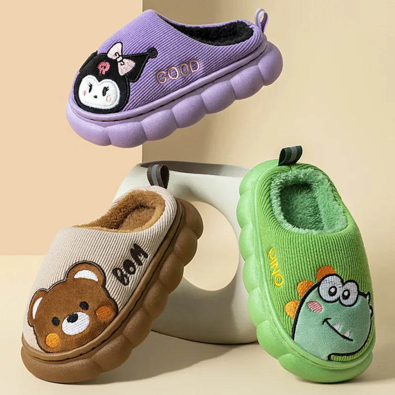 Autumn Winter Children Cotton Slippers Boys Toddler Indoor Anti Slip Warm Home Slipper