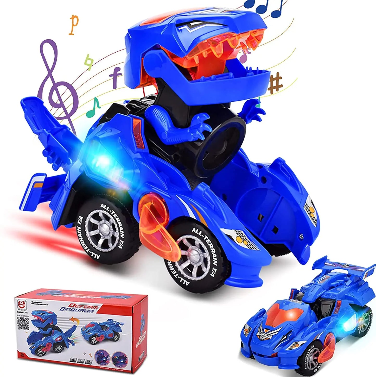 Transforming Dinosaur Car Toy for Kids 4-6 Years