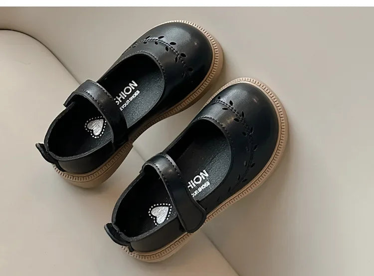 Girls' Leather Shoes Spring and Autumn New Breathable Girl Mary Jane Princess Shoes Black Performance Dance Shoes