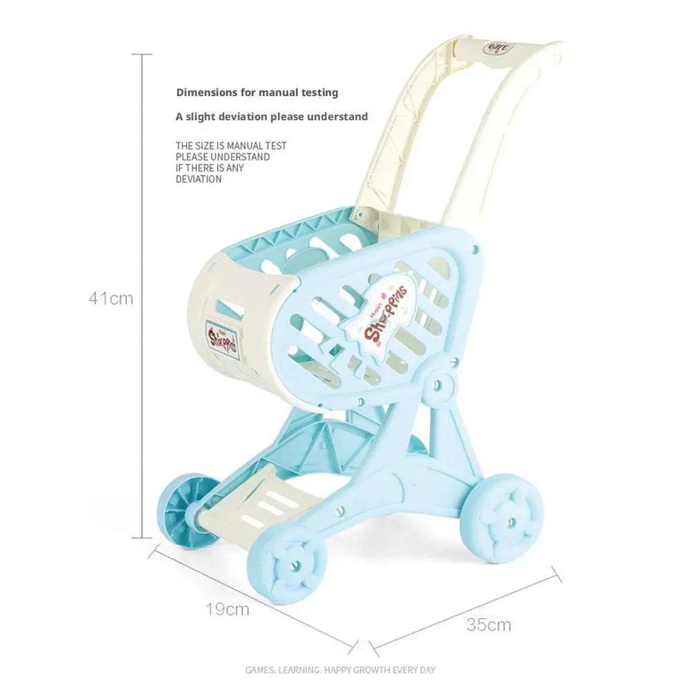 Shopping Cart Toy Baby Small Trolley Children Play House Fruit Cut Music Kitchen Supermarket