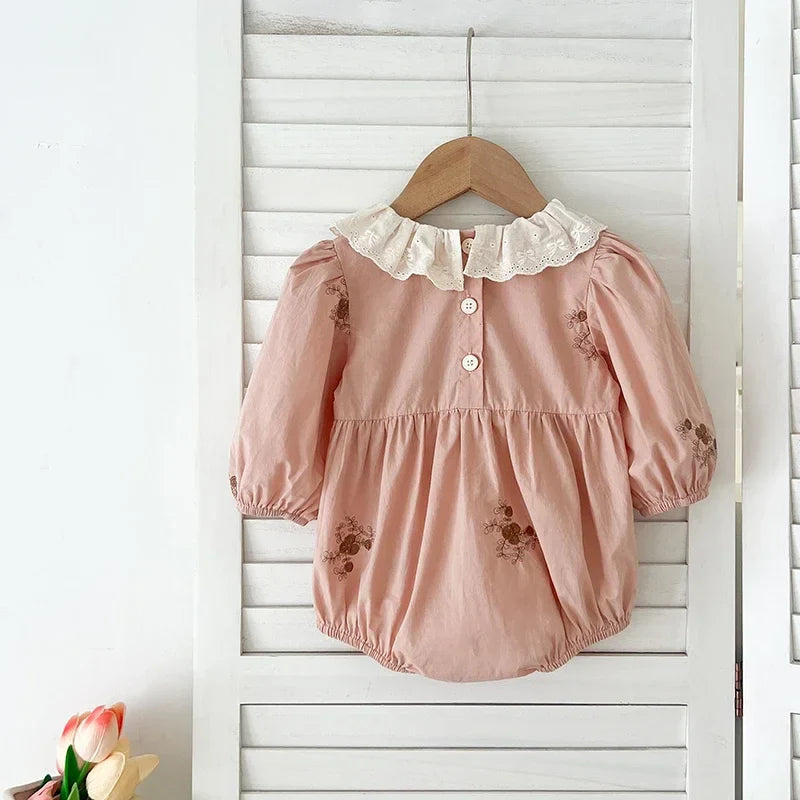 Lace Collar Flower Romper