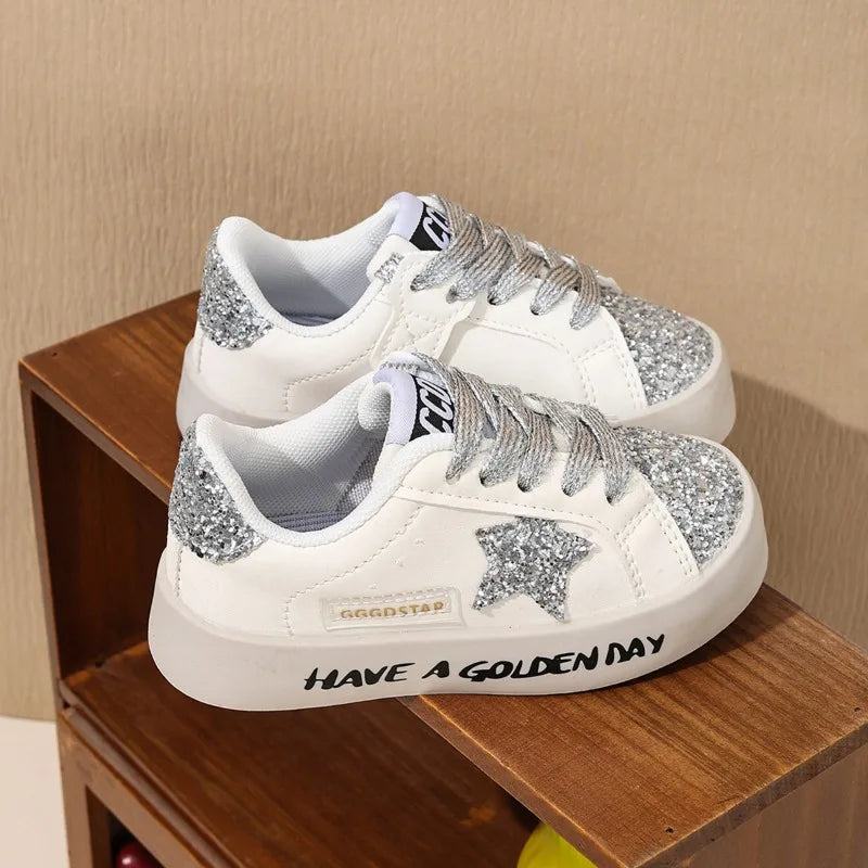 Fashionable Girls Sneakers Parent-child Summer Sports Shoes Student Casual Non-slip Shoes Children's Trendy Star Sequined Shoes