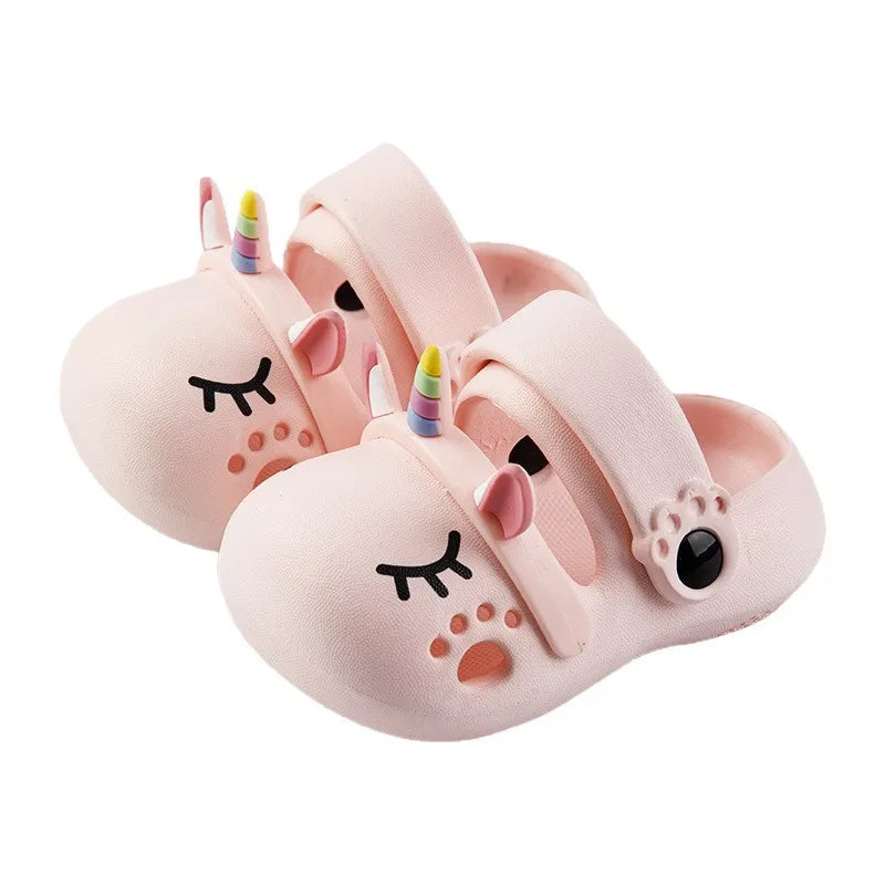 Kids Sandals Girls Mules Cartoon Unicorn Baby Slippers Flat Summer Children's Garden Girl Shoes