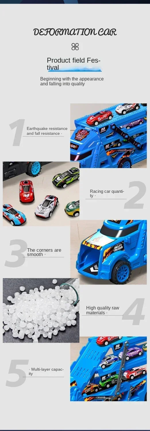 Large Kid Truck Deformation Transporter Car Toys Models