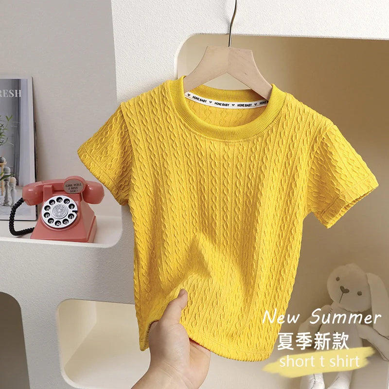 Olivia Girls T-shirt Cotton Summer Solid Fashion Out Short Sleeve Baby