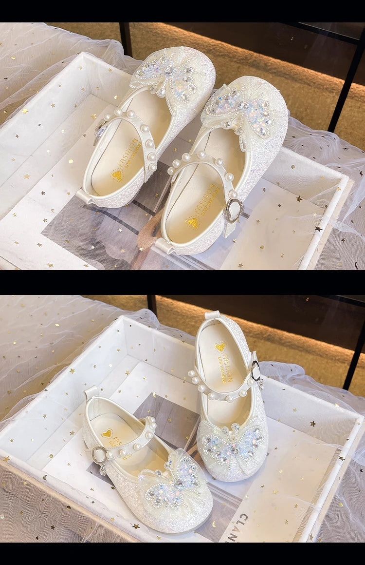 Girls Princess Shoes 3-18 Years Glittering Butterfly Decoration Children's Shoes