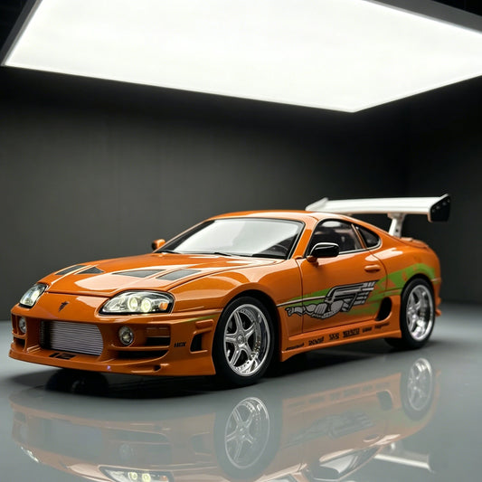 1:24 Fast & Furious Supra Alloy Diecast Sports Car Model, Pull Back Toy with Light & Sound Collectible Gift for Car Fans
