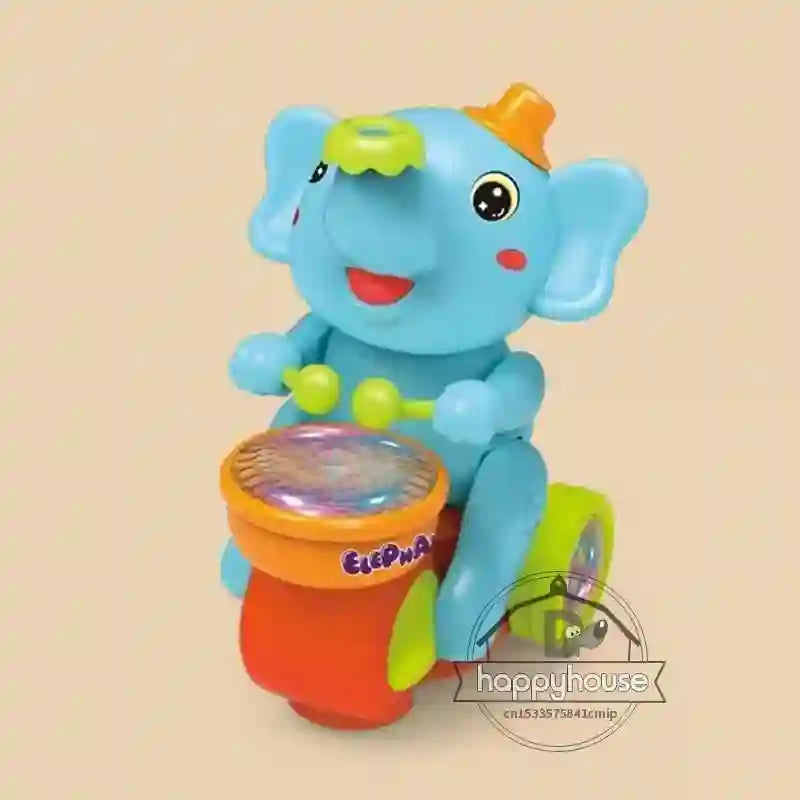 Musical Walking Elephant Drummer Toys for Kid  with LED Light Music Sensory