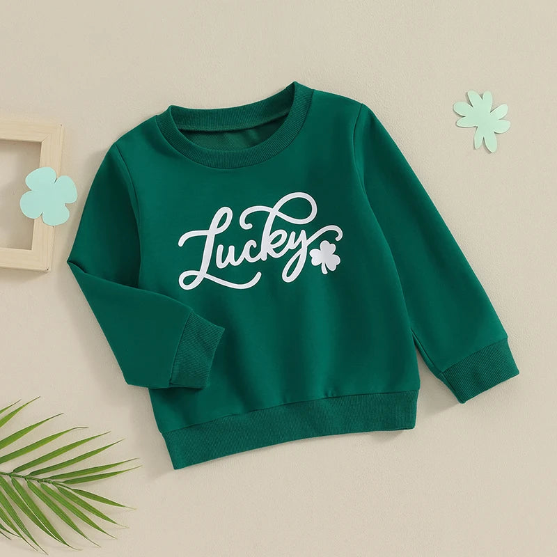 Giulia Baby Girl Day Outfit Sweatshirt Lucky Clover Long