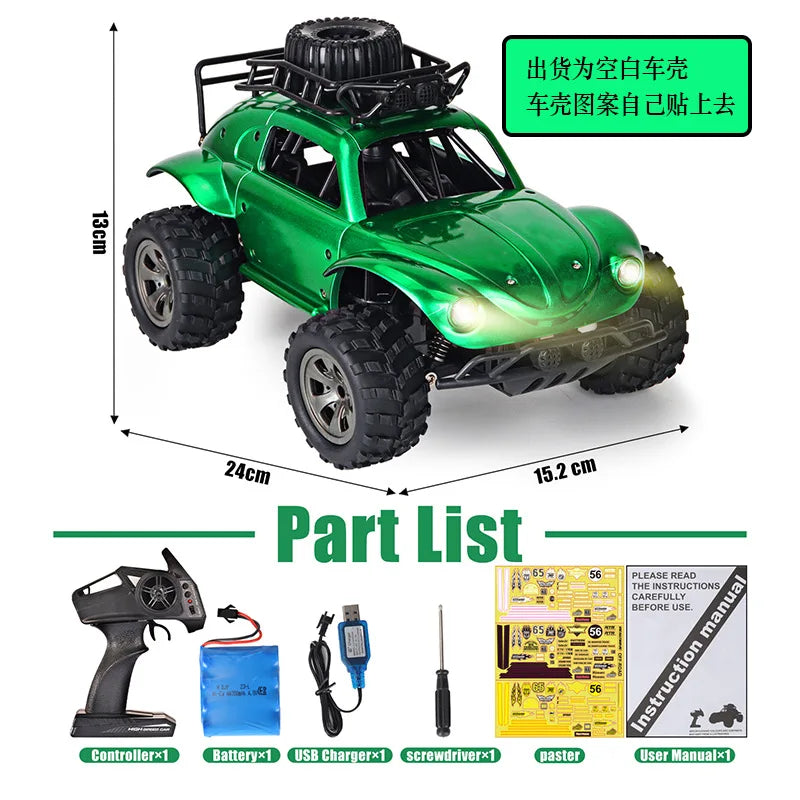 KYAMRC 1:18 2.4G 4 Channels RC Beetle Rock Crawlers Car 18km/h Double Motors Drive Car Remote Control Car Model Off-Road toy