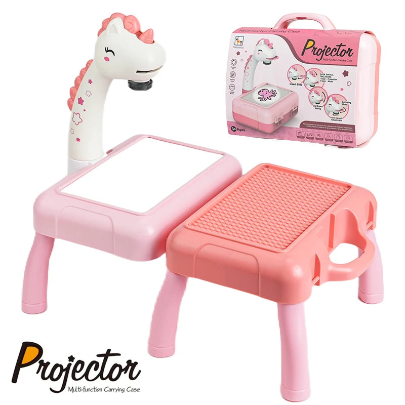 Drawing Projector for Kids, Mini Multi-Functional Writing Board Learning Drawing Educational Toys, Ideal Toy for 3+ Girls & Boys