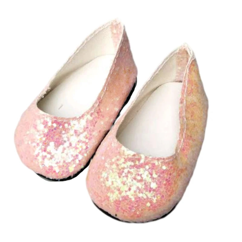 Baby Doll Shoes for 43cm Born Baby Doll Single Shoes Fits for 18" Girl Doll Sequin Shoes Accessories