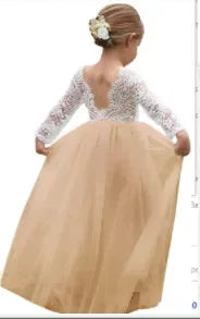 Princess Dresses for Weddings Birthday Elegant Flower Girl Fashion Long Lace