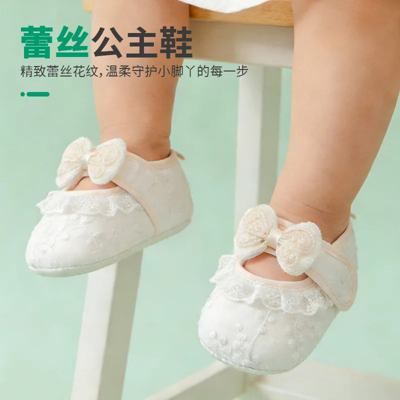 Spring and Summer Baby Toddler Shoes Newborn Baby Girl Princess Shoes 0-2 Years Old  Lace Infant Soft Sole Cute First Walkers