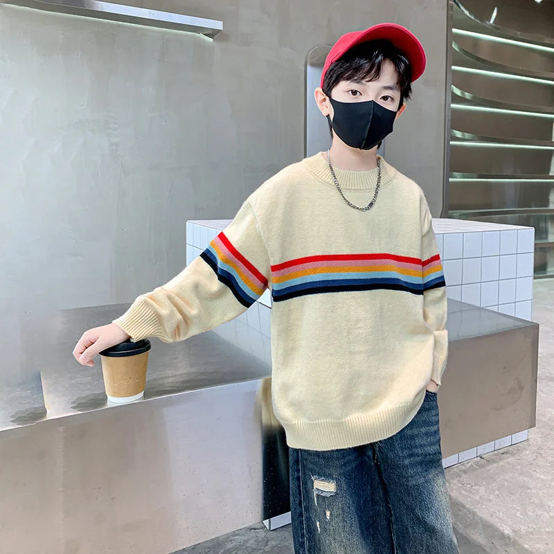 Mike Pullover Multi-colored Striped Sweater - GuGuTon baby store - Baby Fashion - Toddlers Outfits - Babies Outfits - Toddler Clothes - Kids Clothing - Newborn Clothes - Newborn Wear - Kids Wear - Trending Clothes - Trending Outfits - Fall Fashion - Winter Fashion - Girls Clothes - Boys Clothes - Babies Wear - Kids Accessories - KidsWear - Summer Clothes - Summer Fashion - Summer Trend - Falls Sweaters - Tops - Bottom - Jeans - Blouse - Dresses - Newborn Dresses - Toys