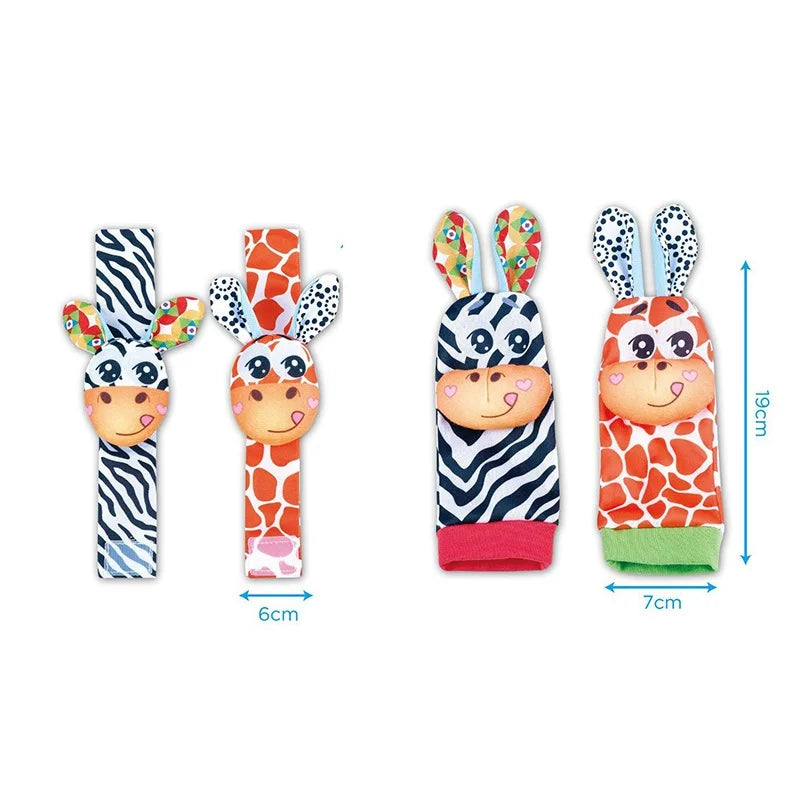 Baby Wrist Rattles Socks Newborn Animal Socks Infants Foot Finder 0-12 Months