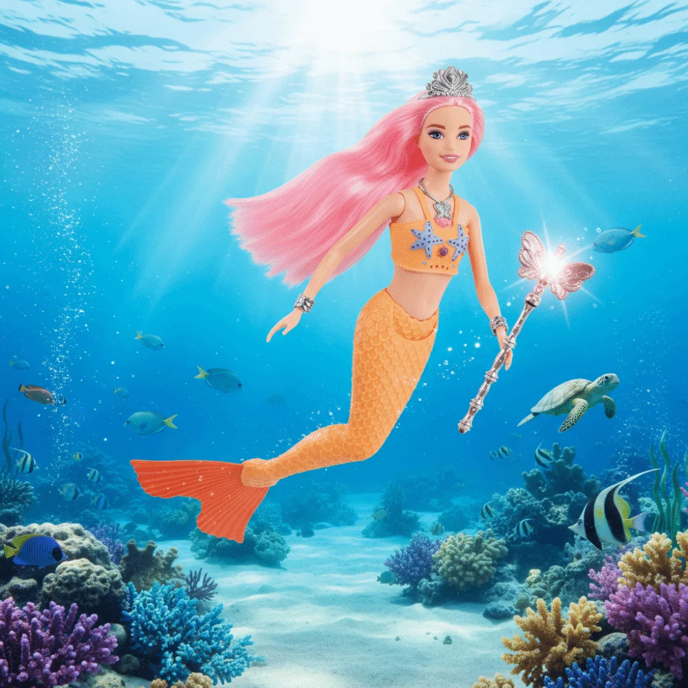 Cute Soft Light Light Music Mermaid 32cm Gentle Music Playhouse Toy Cartoon Children Gift Children Play