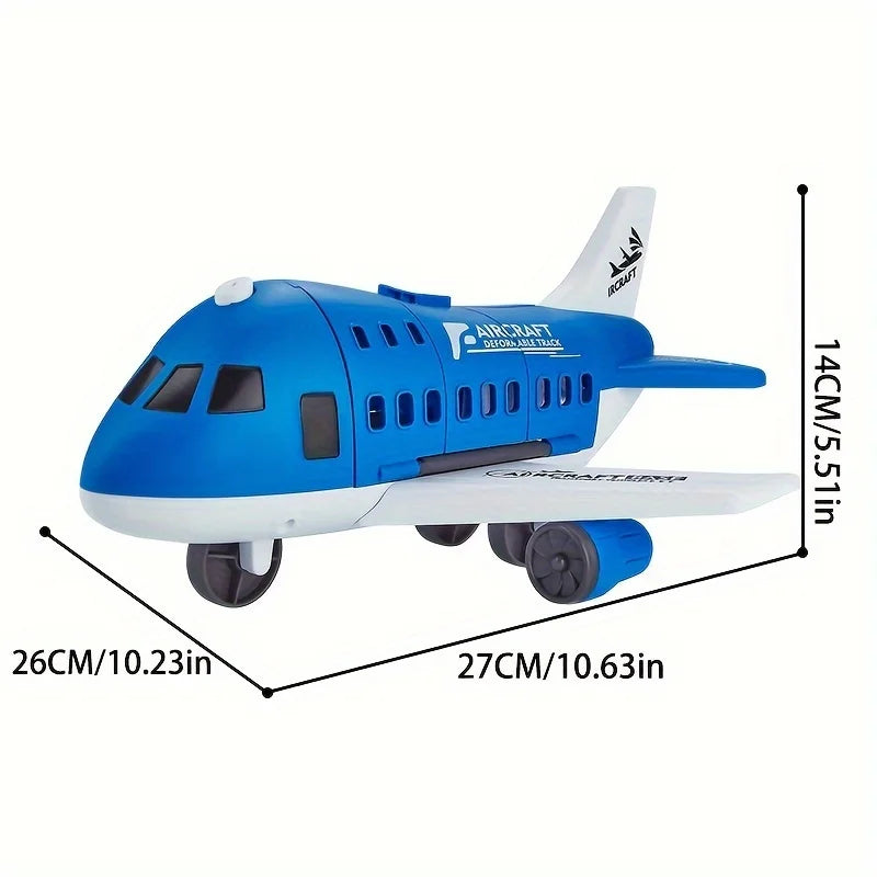 Children's Airplane Car Toy, Model Equipped with 6 Road Signs Random 3 Cars 1 Helicopter