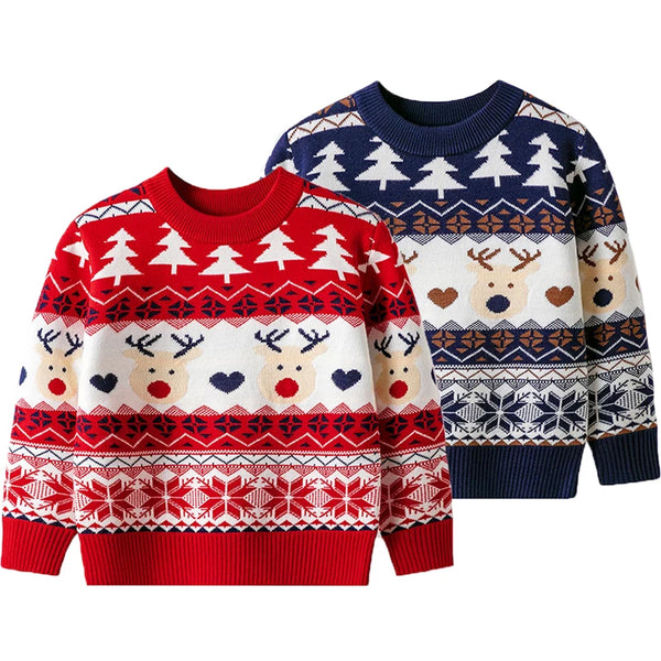 Andres Winter Cartoon Reindeer Print Sweater