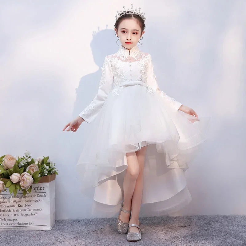 Evening Princess Girls Party White Prom Tulle Dress