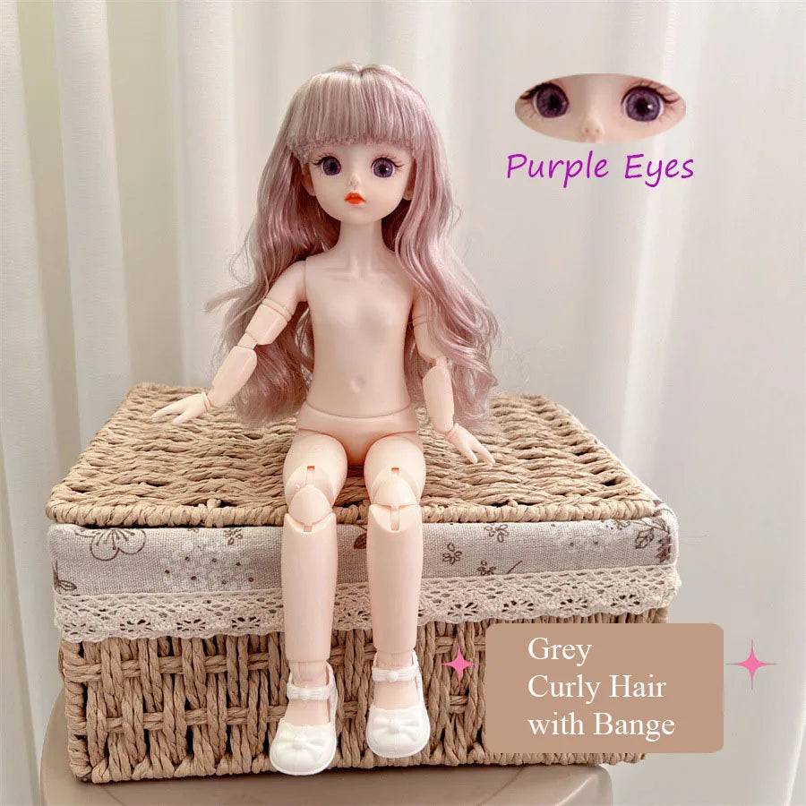 BJD Doll Nude Haploid Multiple Removable Joints 30cm 1/6 3D Grey Green Purple Blue Attractive Eyes Doll Girls Birthday Gift Toy