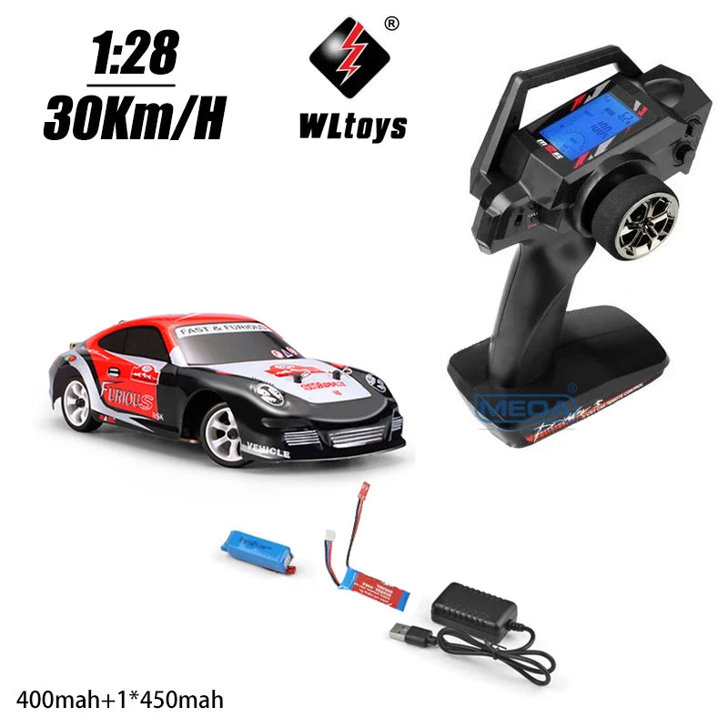 Wltoys 284010 30Km/H Mosquito RC Car 2.4GHz Off-Road RTR Rally Drift Car 4WD 1/28 V2/LCD/V8 Remote Control High Speed Racing
