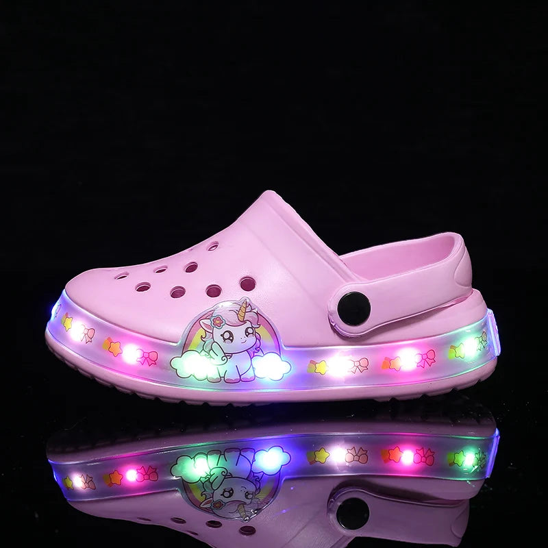 Pink Summer Kids Sandals with Cartoon Print