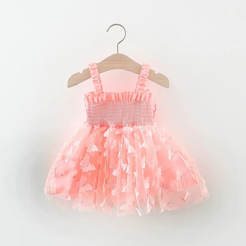 2025 Summer children's dress casual suspender butterfly girl princess dress