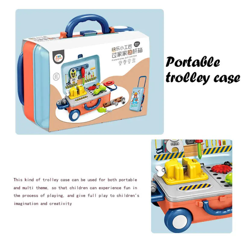 Children's Simulation Play House Kitchen Toys Girls Beauty Portable Tools Utensils Tableware Trolley Case Doctors Medical Kit