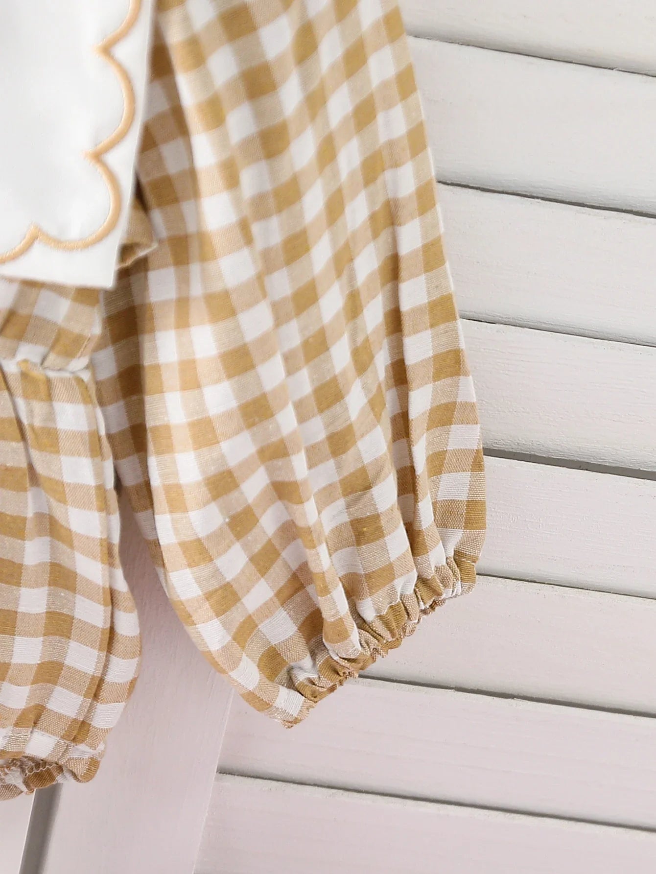 Yannet Checkered  Embroidered Collar Romper