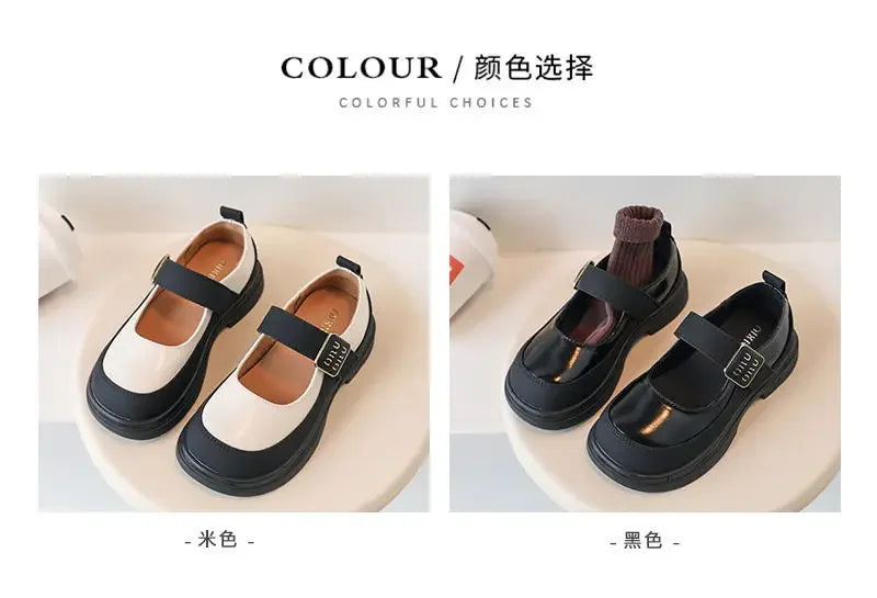 Girls Leather Shoes for School Party Wedding Fashion Elegant Children Mary Janes Pu Leather Loafers Princess Kids Moccasins