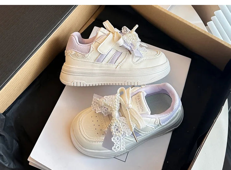 Girls Sports Shoes for Students Casual Shoes Princess Style Soft Bottom 2026 Brand New Children Tennis Shoes Breathable Non-slip