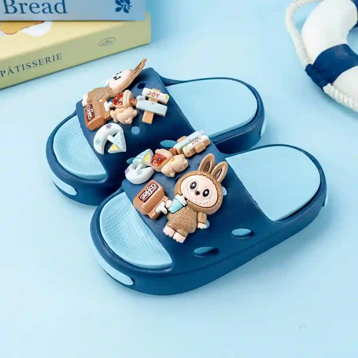 Cartoon Coffee-Themed Eva Slippers for Kids